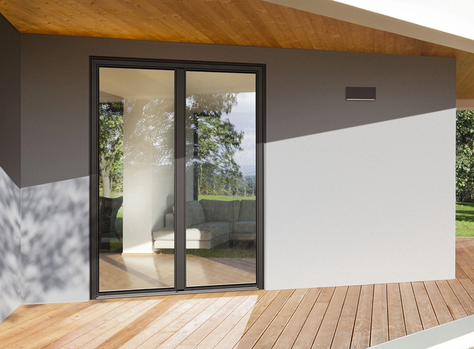 Infisso in PVC da cui si vede un salotto Infisso in PVC da cui si vede un salotto