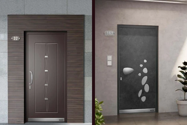 Porte d’ingresso in legno con decorazioni in Emilia-Romagna